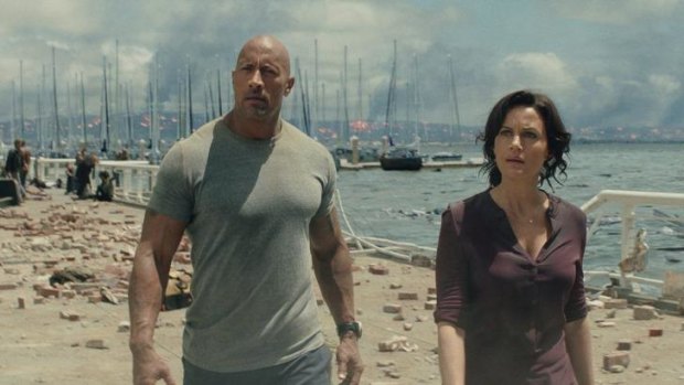 Into 'fantasy territory': Dwayne Johnson and Carla Gugino in a scene from the (highly inaccurate) action thriller, <i>San Andreas</i>.