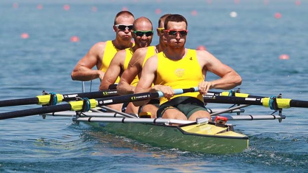 Awesome oarsmen: from left, William Lockwood, James Chapman, Drew Ginn and Jushua Dunkley-Smith.