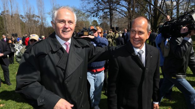 Prime Minister Malcolm Turnbull with journalist Peter Greste at the opening of the memorial to Australian war correspondents on Wednesday. 