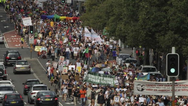 Thousands rally in Sydney's March in March protest.