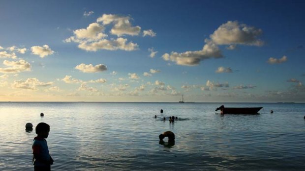 The lagoon at Tuvalu's capital atol, Funafuti.