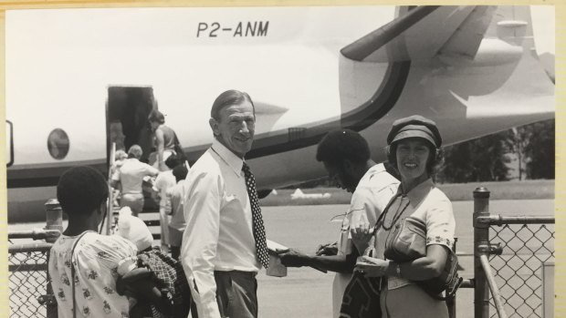 Alan Shepherd and wife, Jill, leaving Goroka