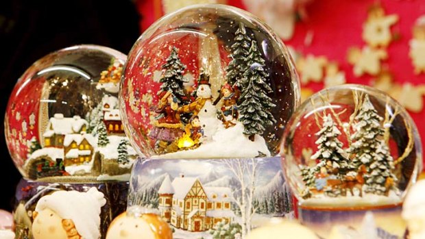 Snowglobes at Christmas market in Vienna.