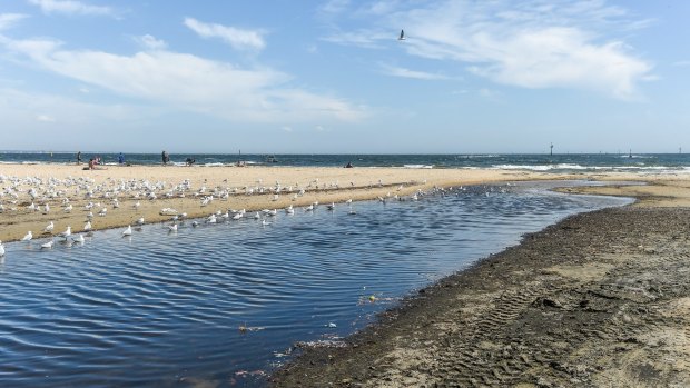 The patch of questionable water at Port Melbourne.