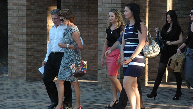 Trent Panizza's family, led by his parents (left), emerge from court after the verdict was handed down. <i>Photo: Bunbury Mail </i>