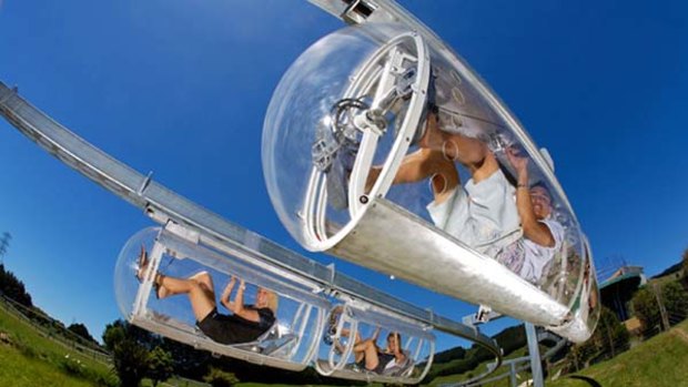 Triple kicks ... get your adrenalin pumping with Swooping, Shweebing (pictured) or Zorbing in Rotorua.