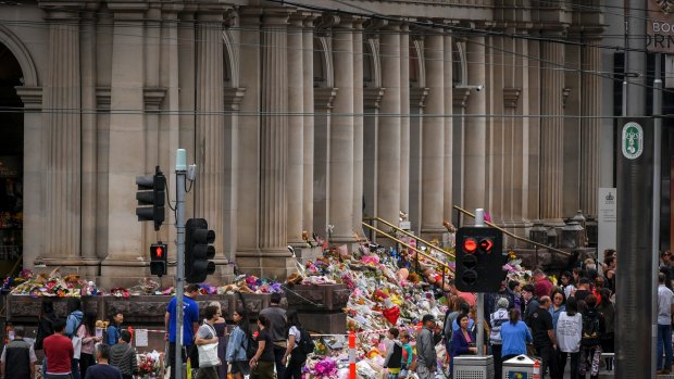 Melbourne's GPO has become a temporary memorial to those killed.