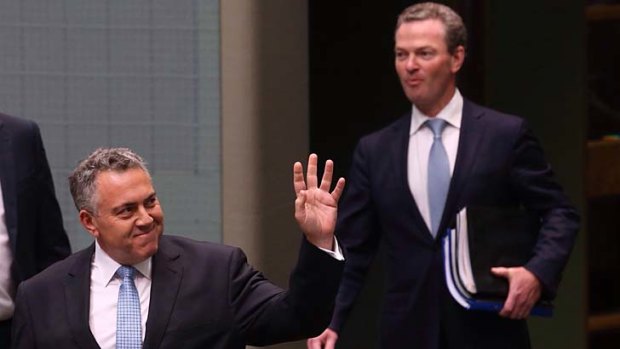 Restoring everyone’s faith in the civility of Parliament: Joe Hockey and Christopher Pyne arrive for question time on Thursday.