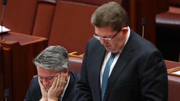 Finance Minister Mathias Cormann and Special Minister of State Scott Ryan. 