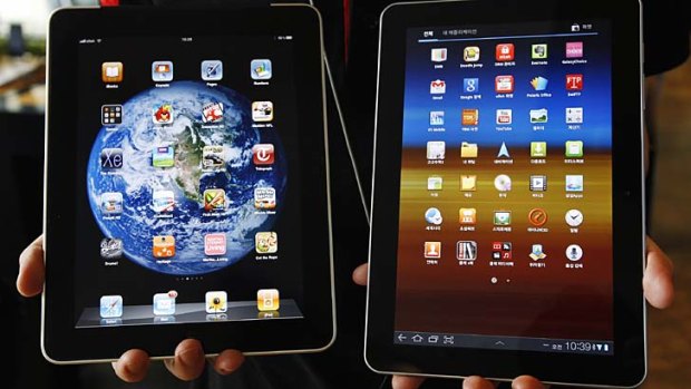 At loggerheads ... Apple's iPad, left, and Samsung's Galaxy Tab 10.1.