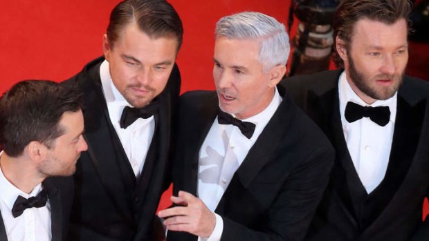 Leading men: Gatsby stars Tobey Maguire and Leonardo DiCaprio, Australian director Baz Luhrmann and Australian actor Joel Edgerton on the red carpet in Cannes last week.