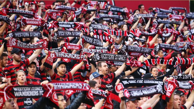 In full voice: Wanderers fans sing and support their team.
