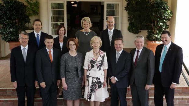 All business &#8230; Julia Gillard with her new team. Soft drinks and tea came later.