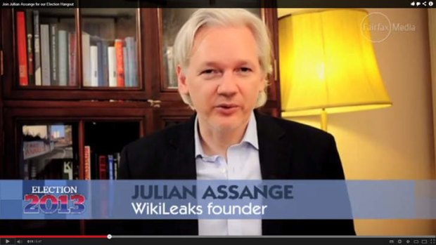 Challenge: Julian Assange, a Senate candidate at the federal election, wants Swedish police to investigate US intelligence activity.
