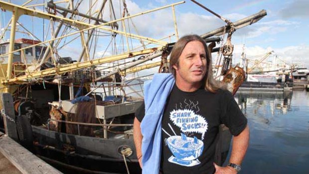 Tim Winton, patron of the Australian Marine Conservation Society, at Fremantle's Fishing Boat Harbour. <i>Picture: Tony Ashby</i>