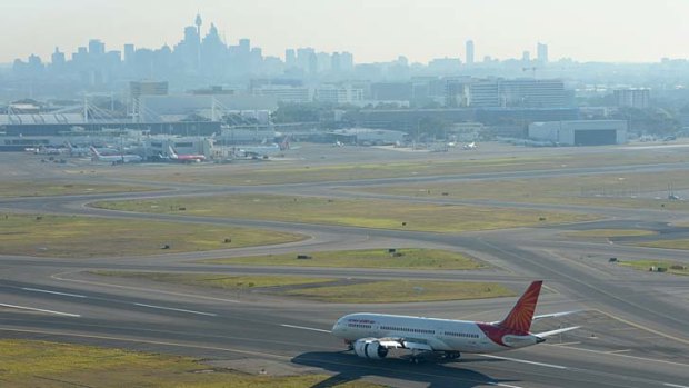 The Air India Dreamliner at Sydney Airport after landing on Friday morning.
