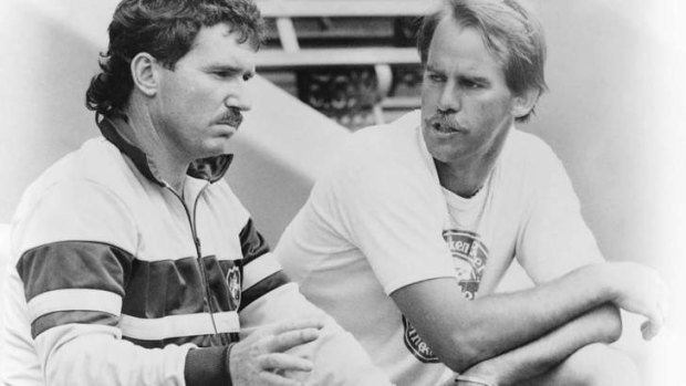 David Hookes with Allan Border in the 1980s.