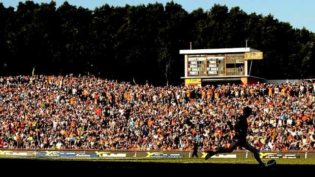 Packed: The Hill at Leichardt Oval during better times.