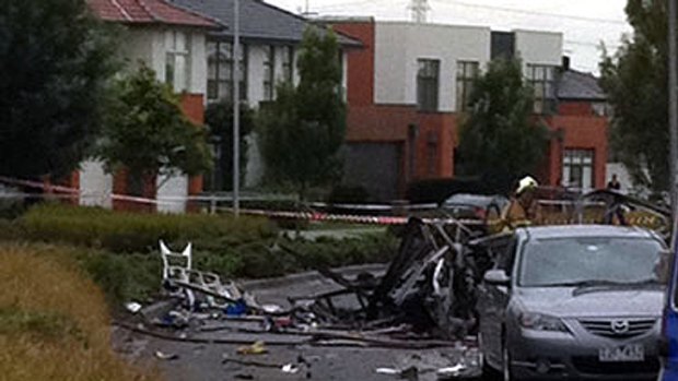 The aftermath of the van blast in Stadium Circuit, Mulgrave.