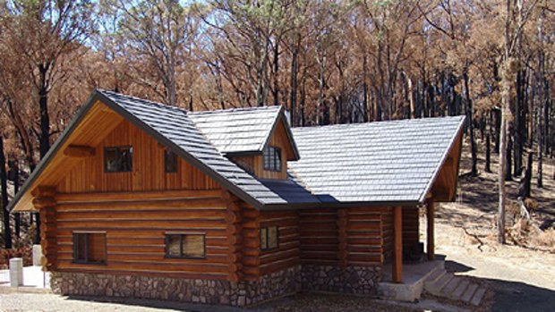 This log home survived the bushfires in the Cathedral Ranges.