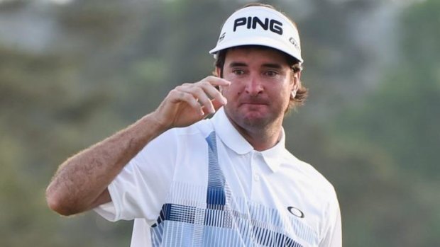Tears from a champion: Bubba Watson celebrates on the 18th green.