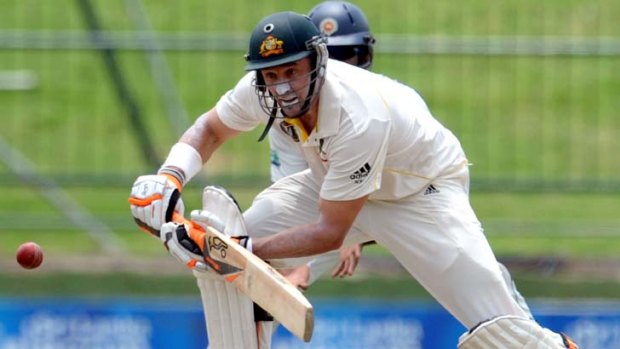 Mainstay &#8230; Michael Hussey keeps his eye on the ball yesterday.