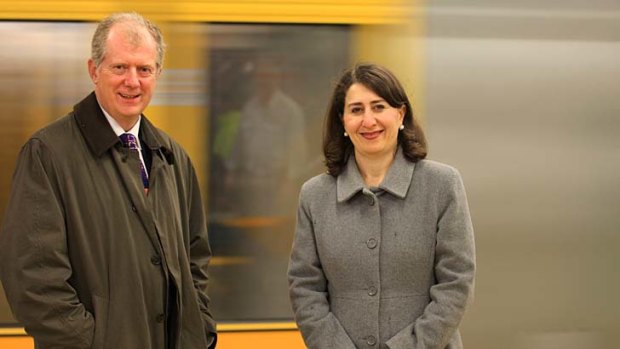 All change: Newly appointed head of Sydney Trains Howard Collins with State Transport Mnister Gladys Berejiklian.
