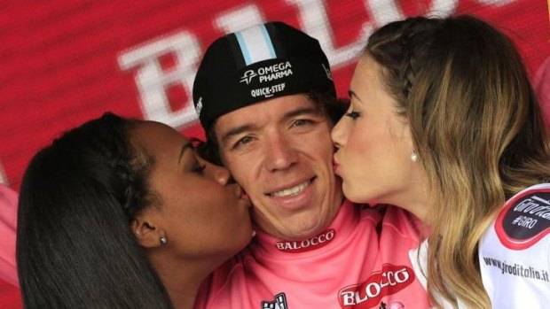 All uphill from here: Rigoberto Uran retained the pink leader's jersey heading into the mountains.