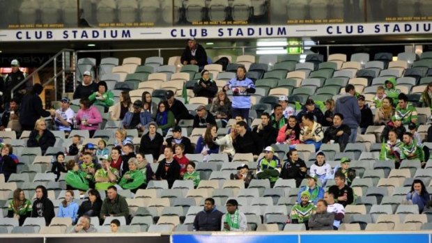 Empty seats: Another small crowd at Canberra Stadium last year.