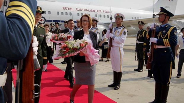 Prime Minister Julia Gillard arrives in China.