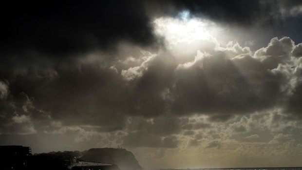 Poetry in motion ... clouds over Merewether and Bar beach at Newcastle.