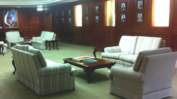 Some of the damaged sofas in the Premier’s office.