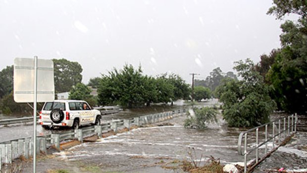 Water threatens to cover King Street, Beaufort.