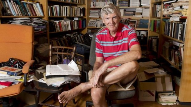 Pause and effect: Playwright David Williamson takes a break from work in his home office.