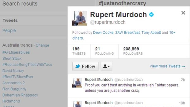 Mr Murdoch's tweets could get him into trouble, an expert warns.