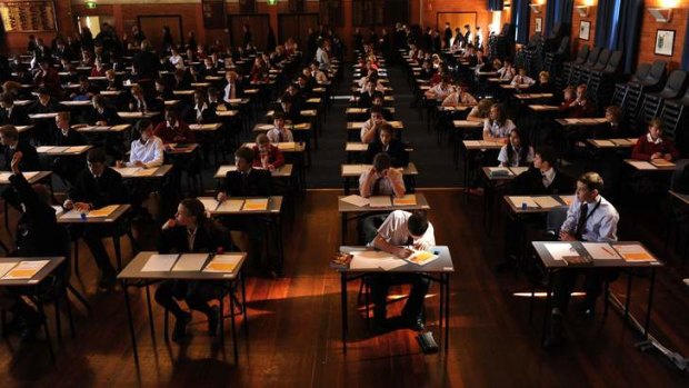 Focused: year 7 students sitting the NAPLAN test.