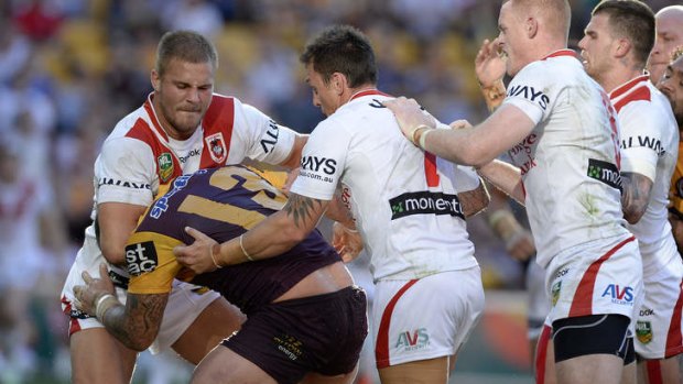 Anger: There were no punches but plenty of niggle at Suncorp Stadium.