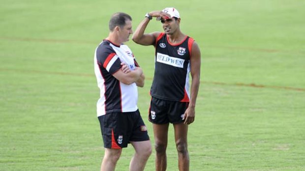 Andrew Lovett with St KIlda coach Ross Lyon during his brief tenure with the Saints.