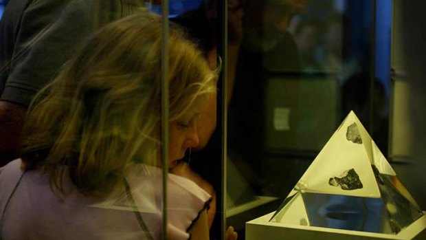 A piece of moon rock on display at the Powerhouse Museum.