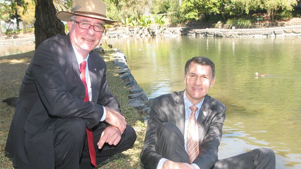 Botanic Gardens curator Ross McKinnon with Lord mayor Graham Quirk at the Mt Coot-tha Botanic Gardens.