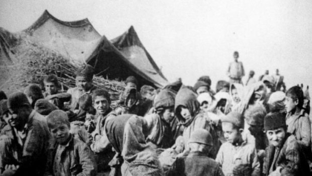 Armenians deported from their villages by the Turks.