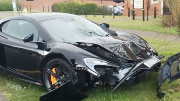 Costly crash:The damaged McLaren 650s.