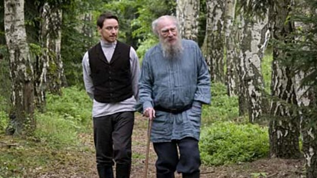 Reality bites ... Valentin Bulgakov (James McAvoy) becomes disillusioned as secretary for revered Russian novelist Leo Tolstoy (Christopher Plummer).