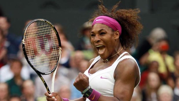 Back on her game &#8230; Serena Williams celebrates victory against 2011 Wimbledon champion Petra Kvitova in the quarter-finals.
