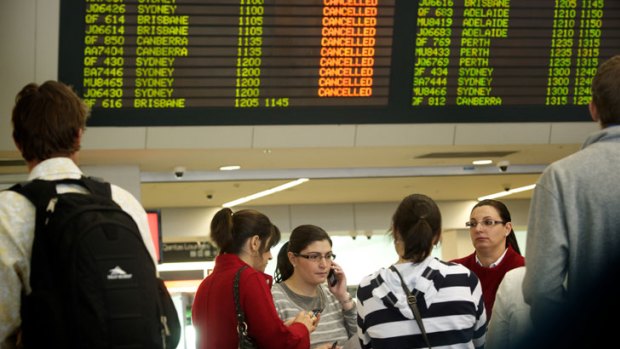 Passengers stranded at Melbourne Airport.