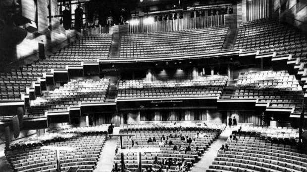 The interior of the newly-opened Arts Centre Melbourne concert hall, 1984.