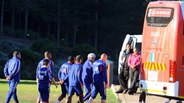 Back on the bus ... France's players leave the training pitch