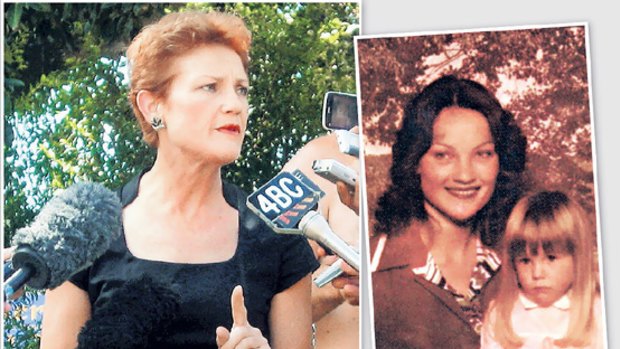 Pauline Hanson (left) stridently denies yesterday that she was the woman in the nude pictures published by News Limited newspapers (above right). A young Pauline Hanson (top right) with her stepdaughter Amanda, from Hanson's second marriage.