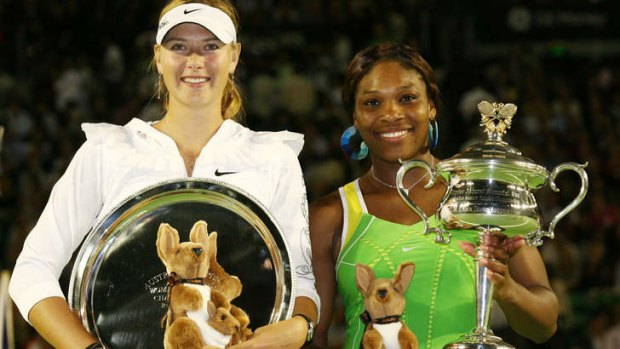 Serena Williams and Maria Sharapova after the women's 2007 Australian Open final.