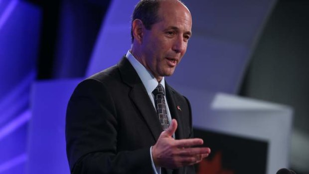 Saying goodbye: US ambassador Jeff Bleich addressing the National Press Club in Canberra on Wednesday.
